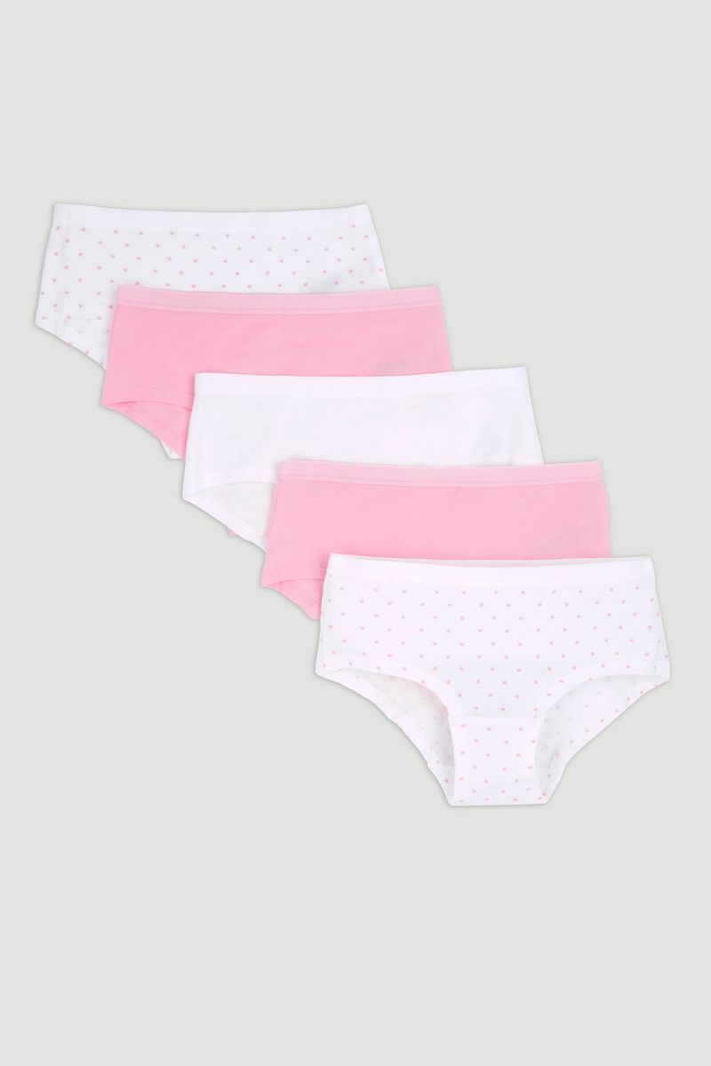 5 Pack White & Pink Shorts