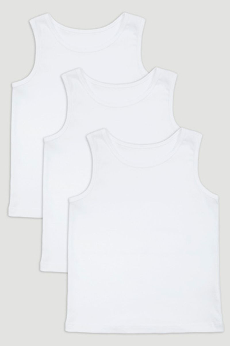 3 Pack White Vests