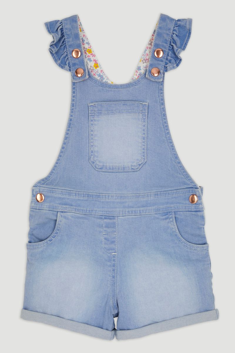 Denim Ruffle Short Dungarees
