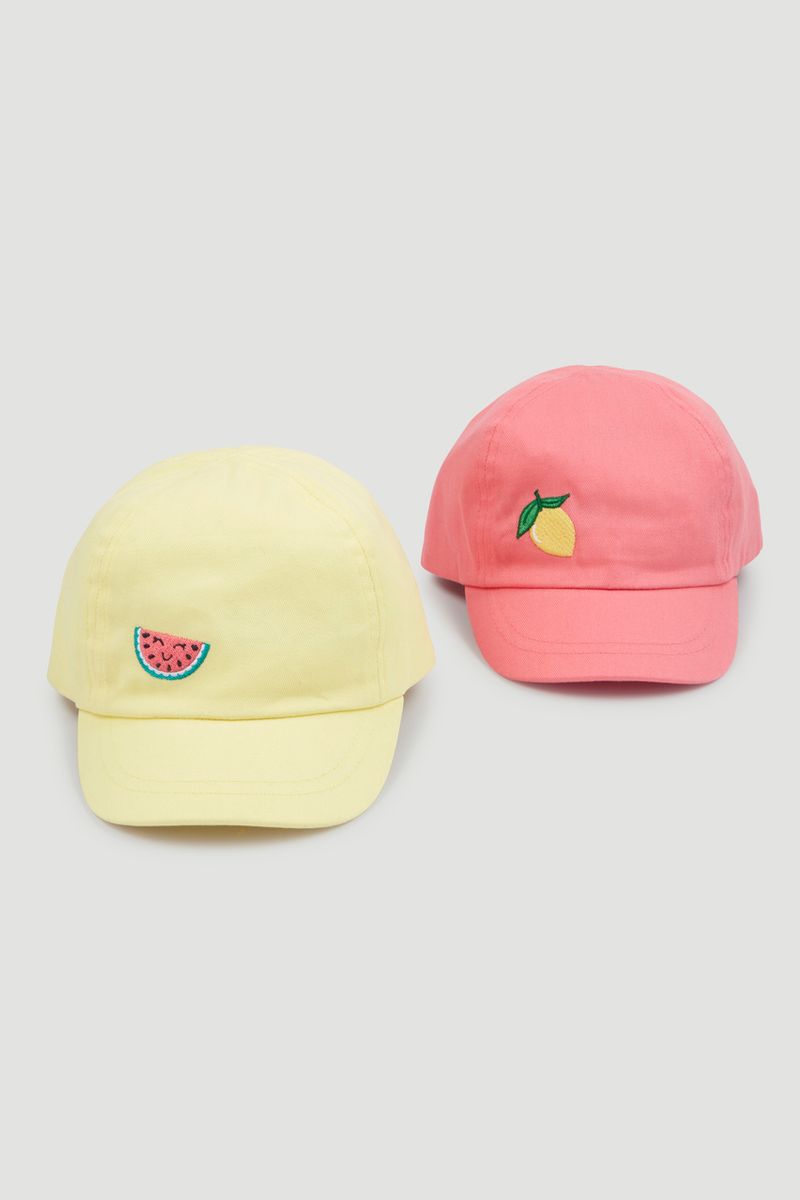 2 Pack Yellow & Pink Caps