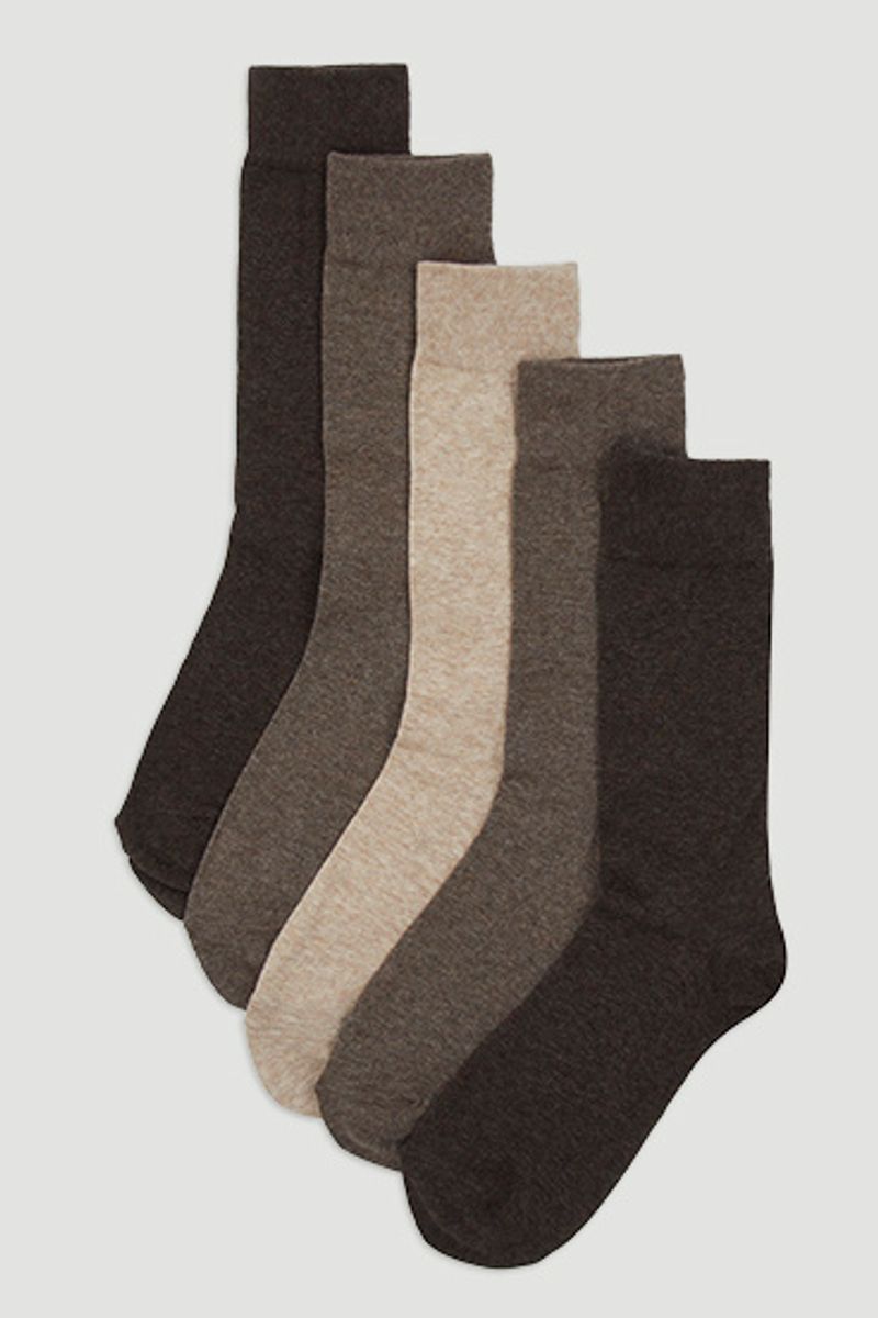5 Pack Brown Marl Socks