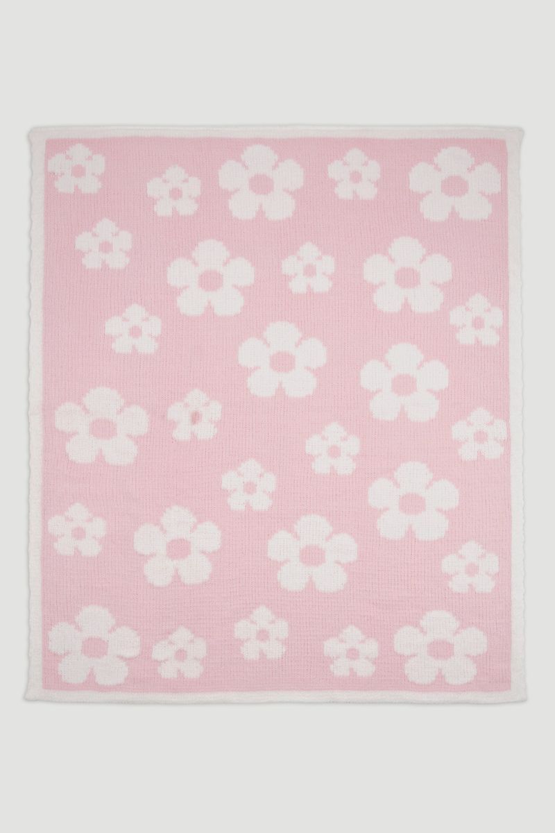 Pink Flower Chenille Shawl