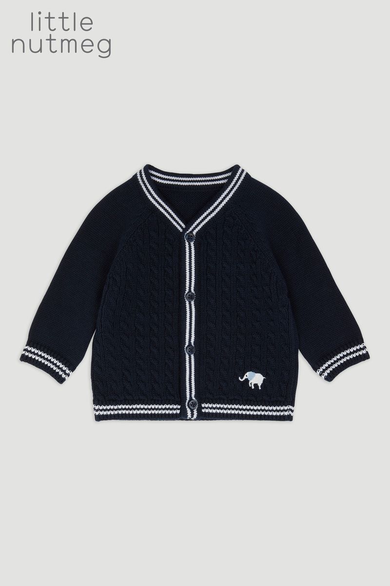 Little Nutmeg Navy Elephant Cardigan