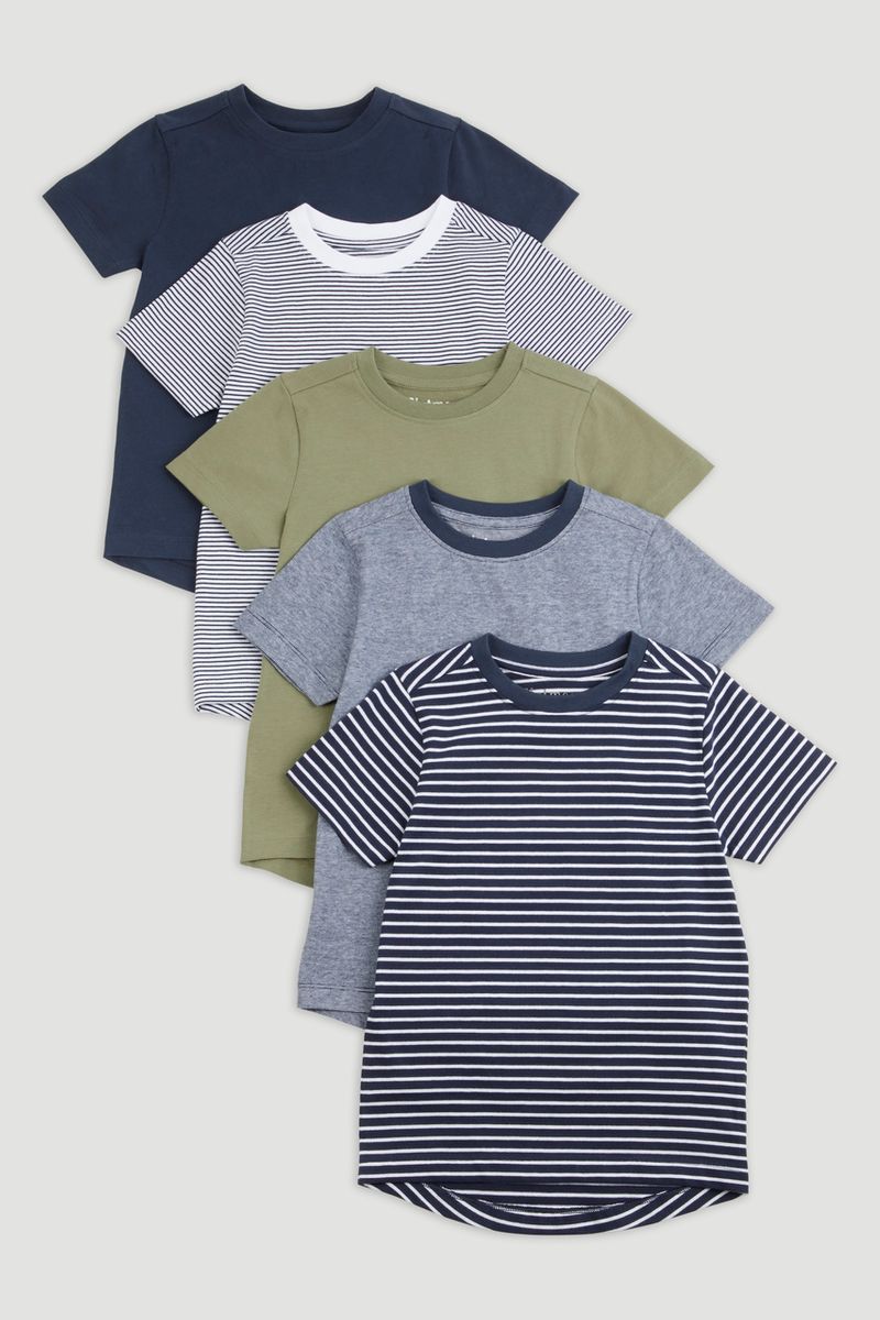 5 Pack Navy Stripe T-Shirts 1-14yrs