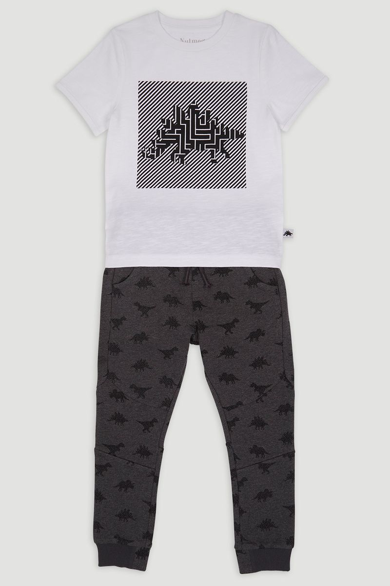 Monochrome Dinosaur T-shirt and Joggers Set