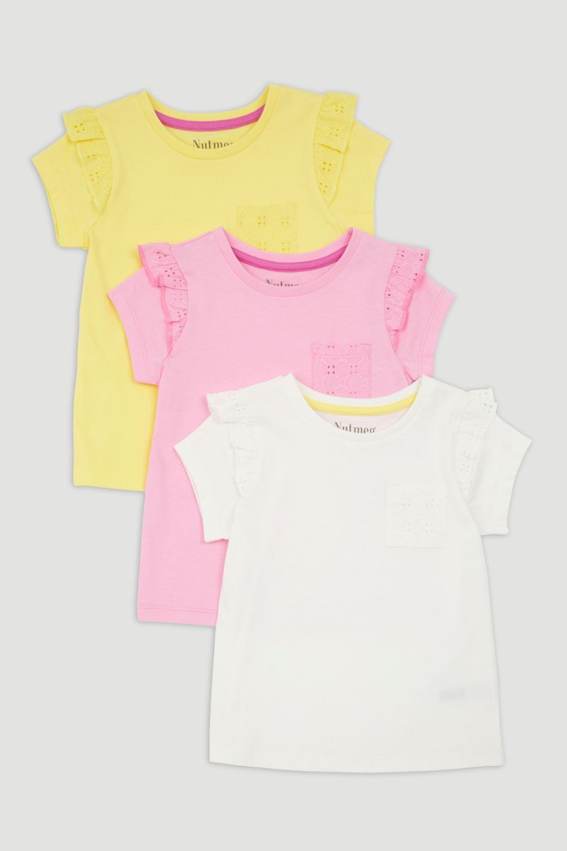 3 Pack Frill Sleeve T-Shirts