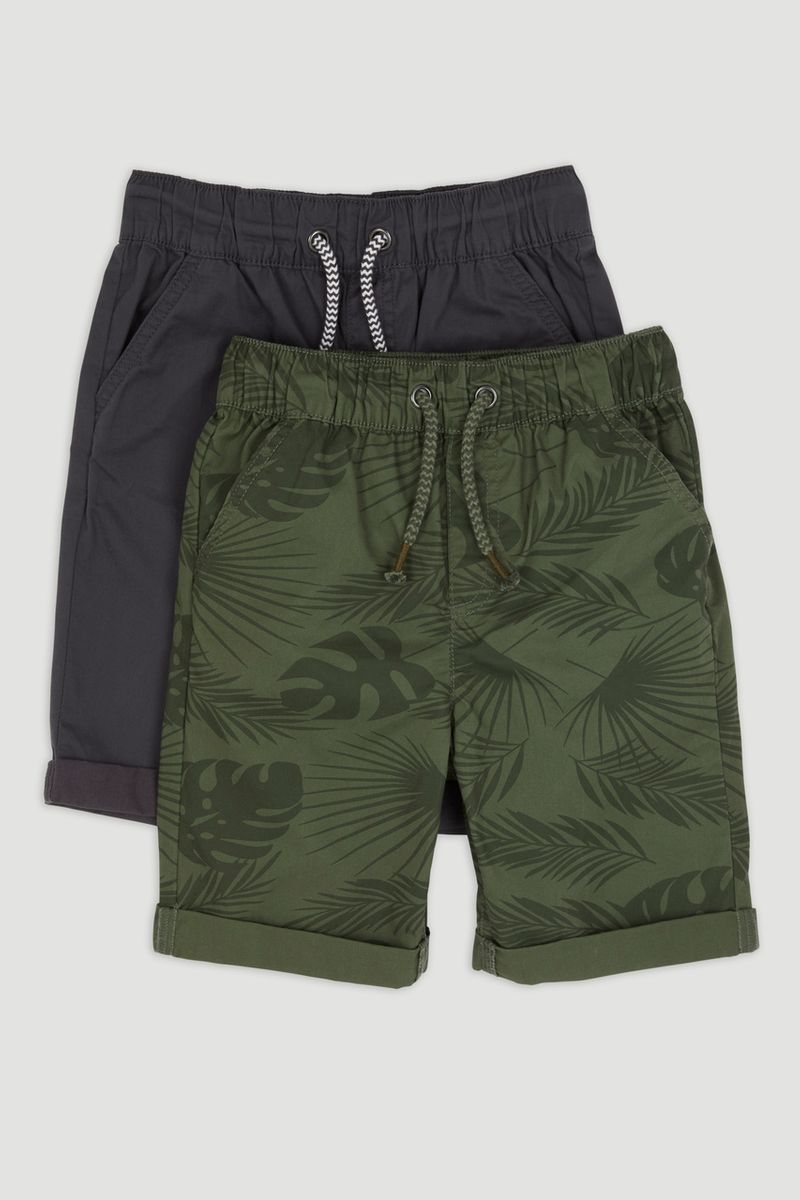 2 Pack Khaki Leaf Chino Shorts 1-14yrs