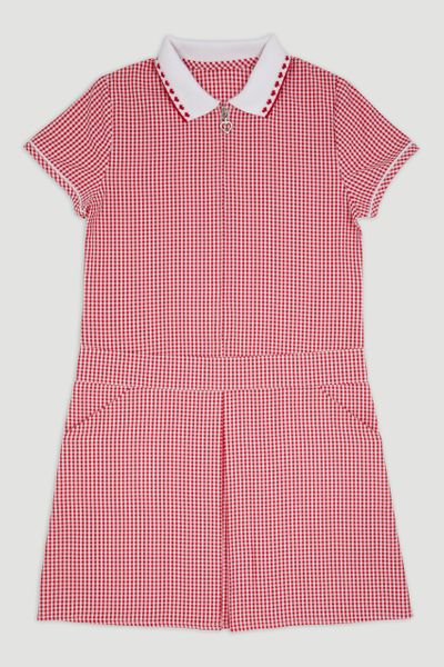 red school pinafore