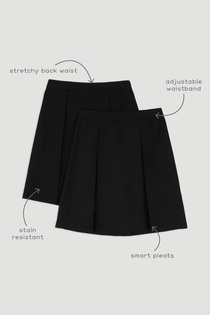 2 Pack Black Woven Pleated Skirt