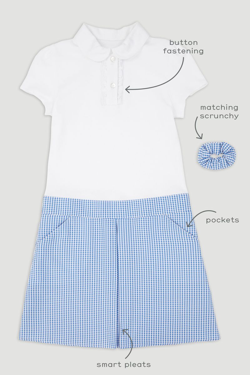 Blue Jersey Gingham Dress