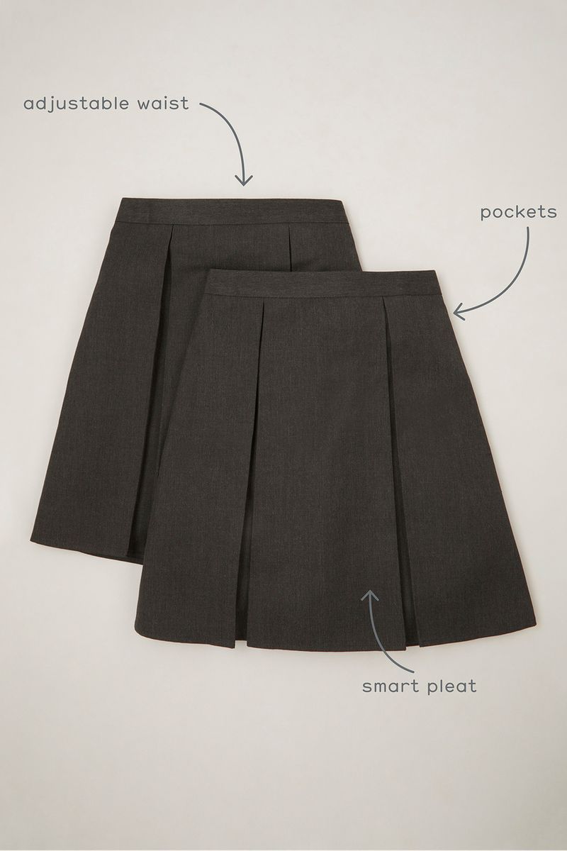 2 Pack Charcoal Pleated Skirts