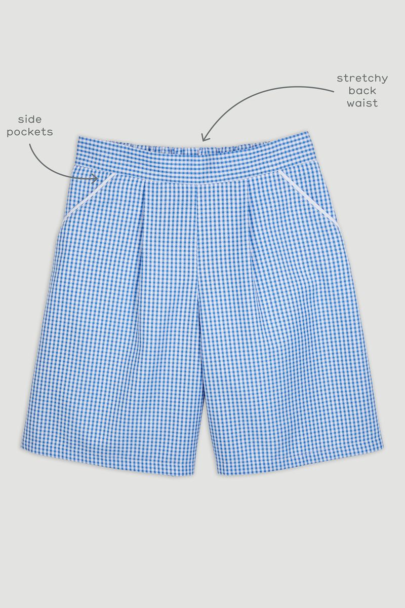 Blue Gingham Culotte Short