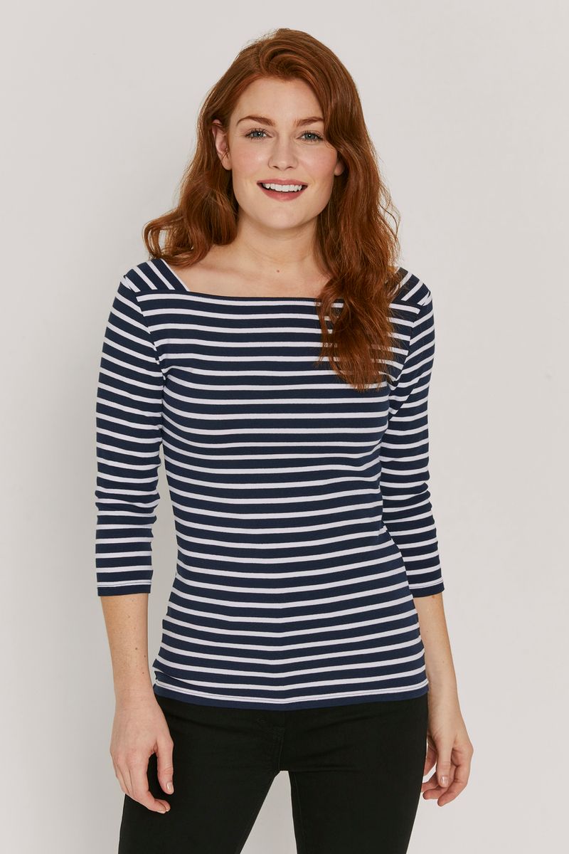 Stripe Square Neck Bardot Top