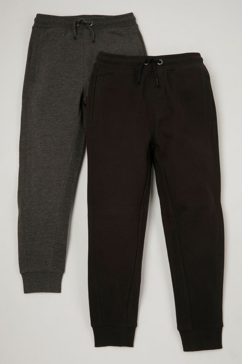 2 Pack Black & Charcoal Joggers