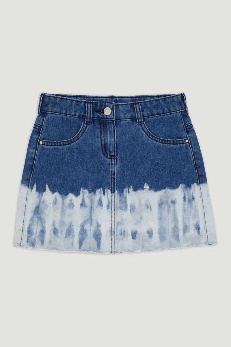 Dip Dye Raw Edge Denim Skirt