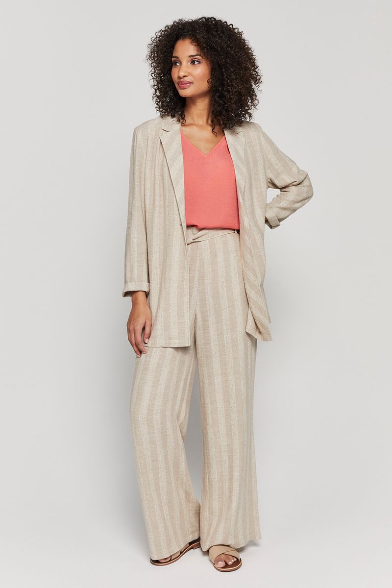 Natural Stripe Linen Rich Jacket