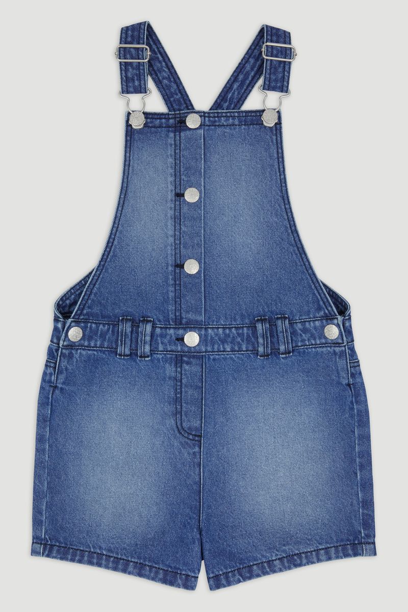 Mid Wash Denim Short Dungarees