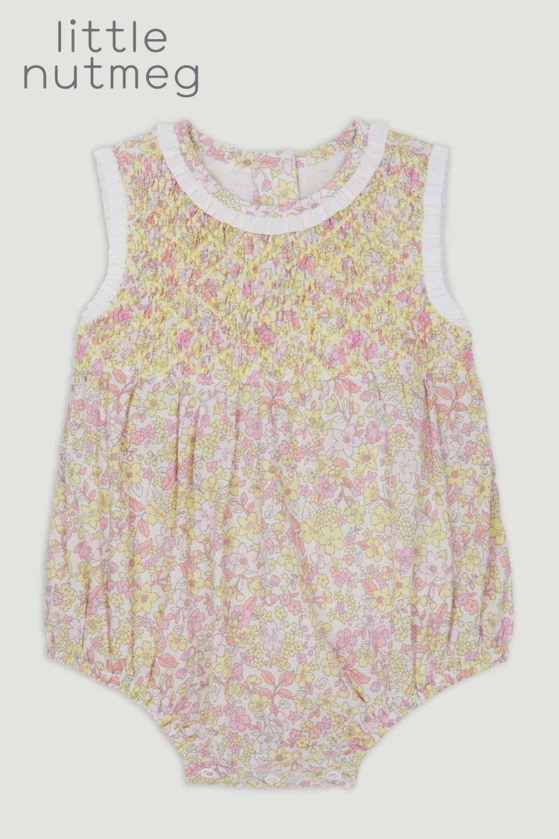 Little Nutmeg Smock Flower Romper