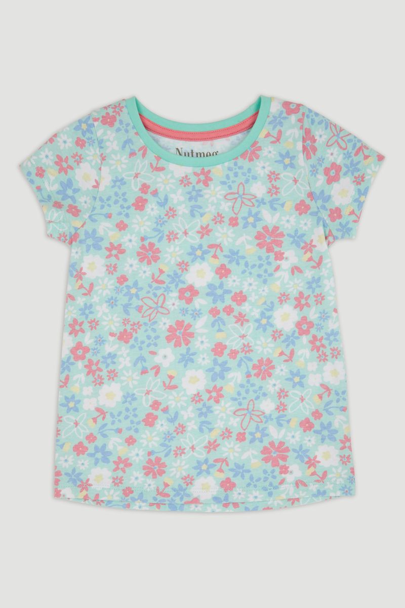 Light Blue Flower Print T-Shirt
