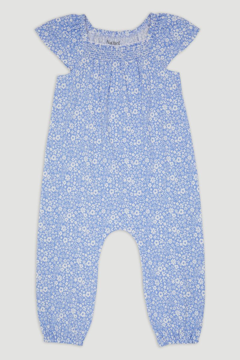 Blue Jersey Flower Playsuit