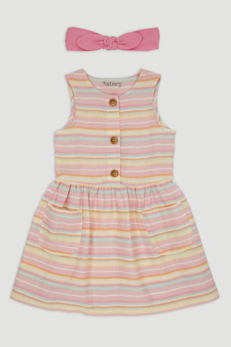 Woven Stripe Dress & Headband