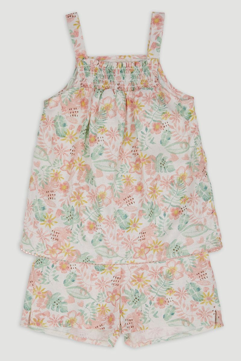Woven Floral Shorts Set