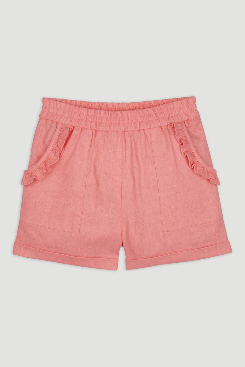 Pink Frill Linen Shorts