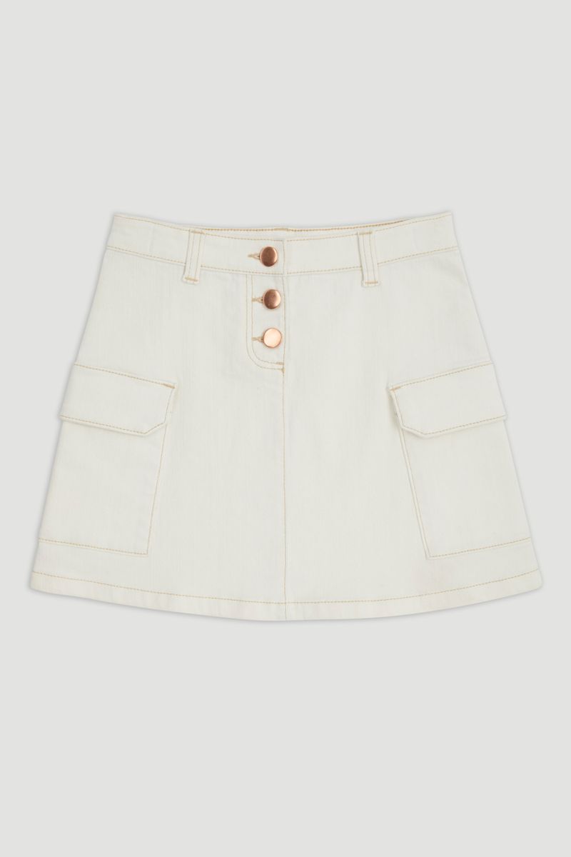 Ecru Denim Skirt 6-13yrs