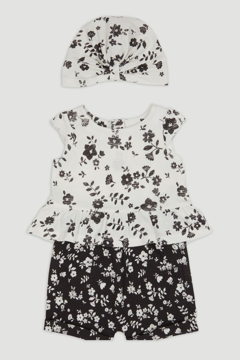 Ditsy Floral Set with Turban Hat