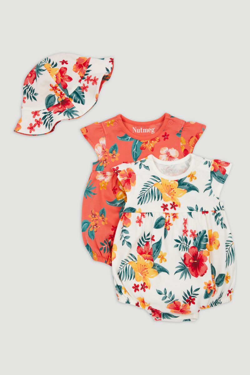 2 Pack Tropical Romper with Hat