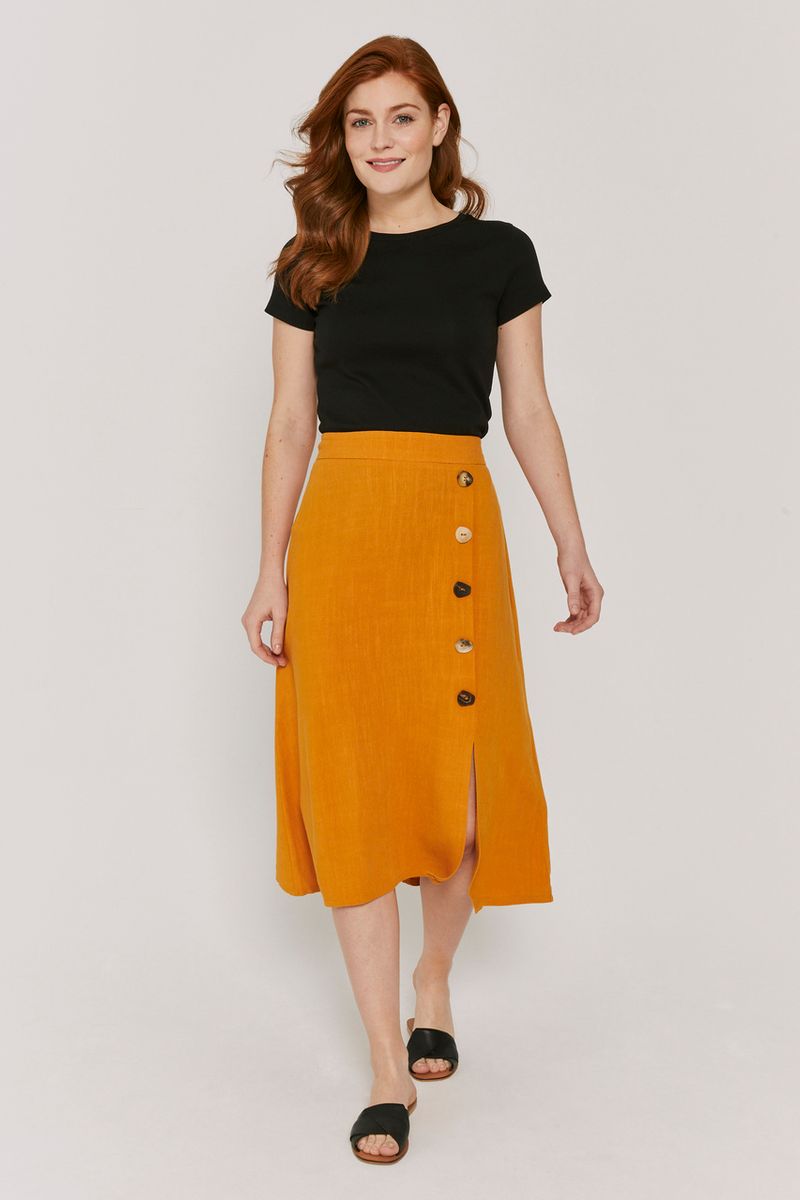 Ochre Button Skirt