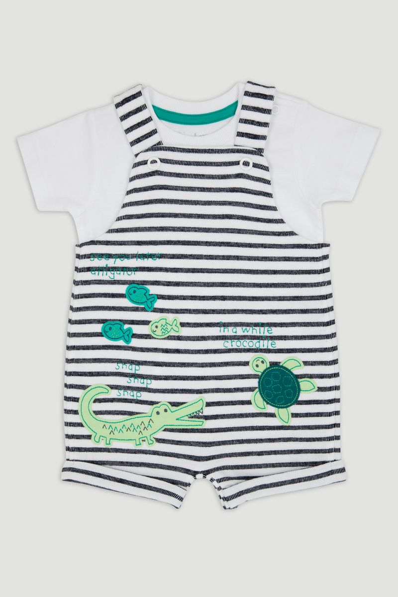 Stripe Jersey Dungaree Set