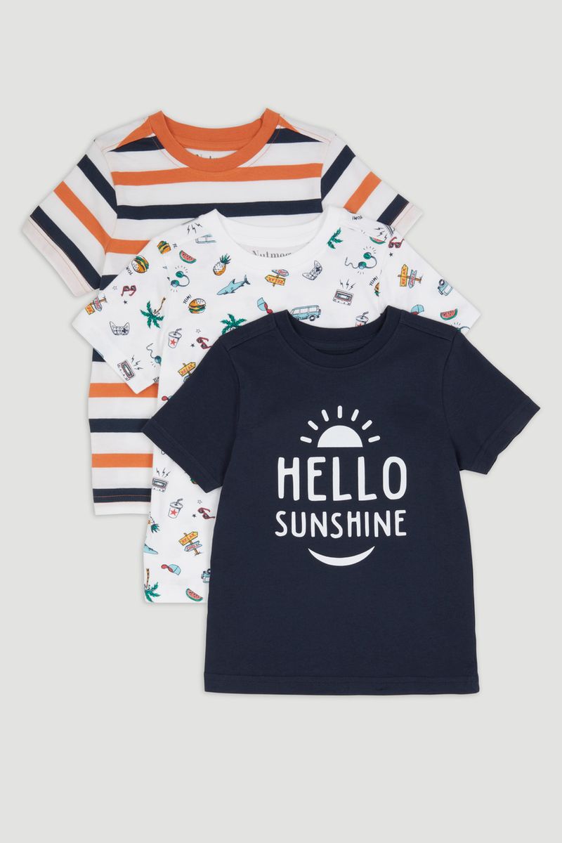 3 Pack Hello Sunshine Print T-Shirts