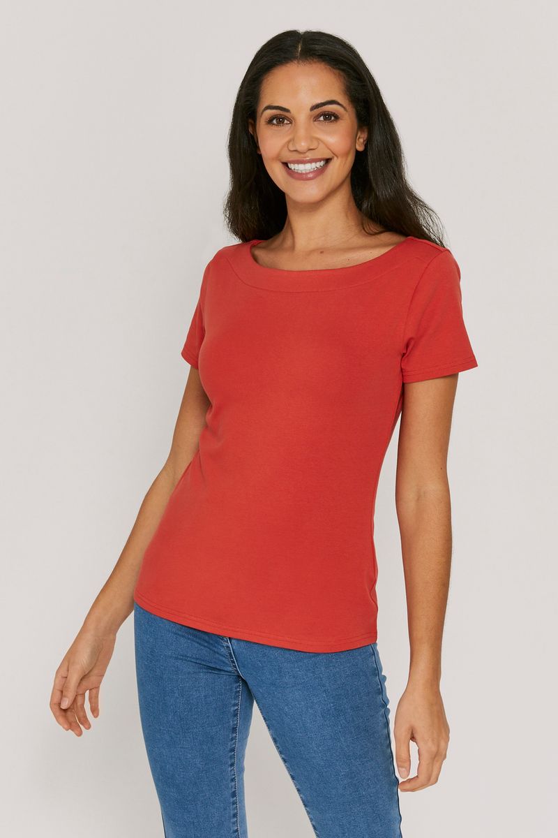 Rust Short Sleeve Bardot Top