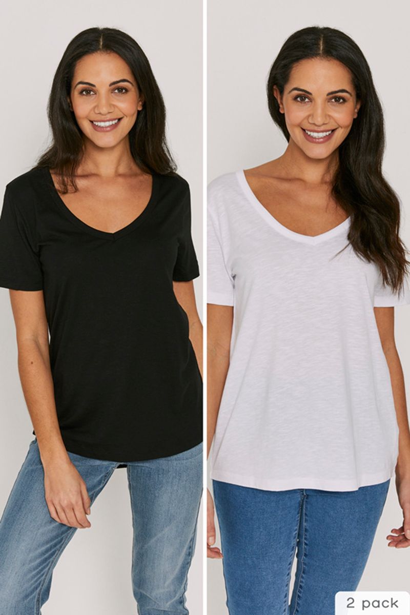 2 Pack Black & White Loose Fit T-shirts
