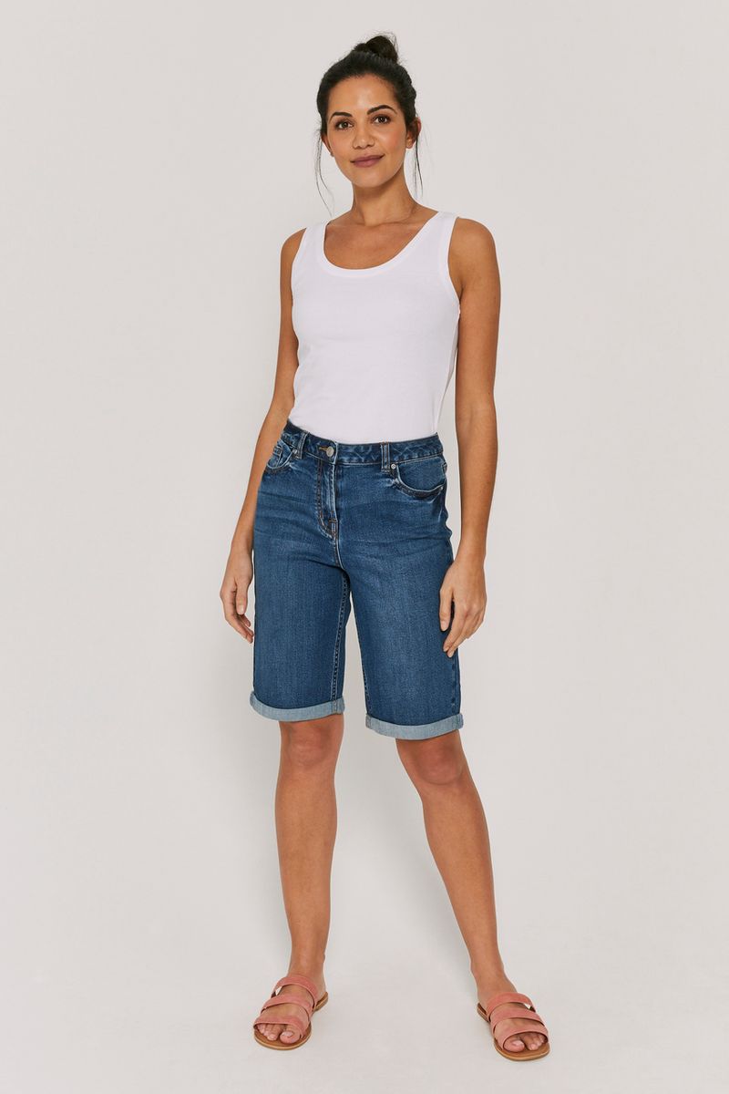 Longline Blue Denim Shorts