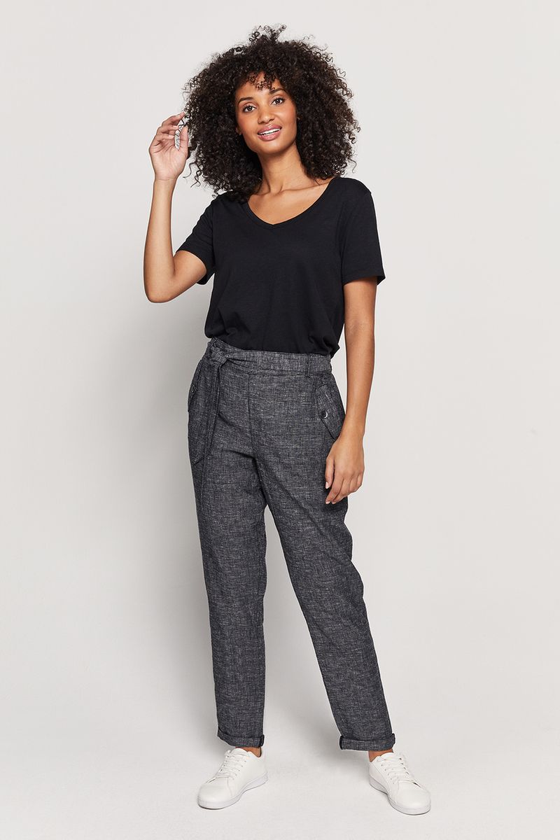 Black Linen Rich Trousers