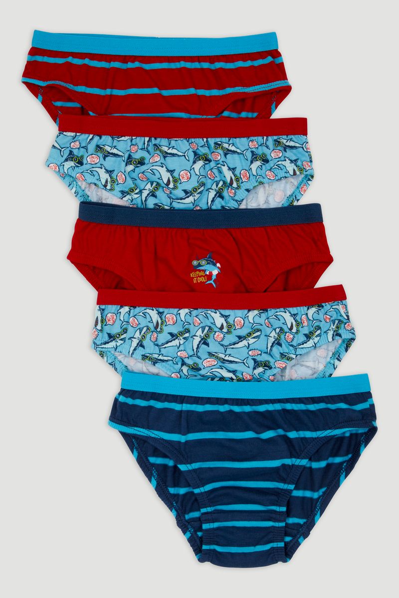 5 Pack Playful Shark Briefs