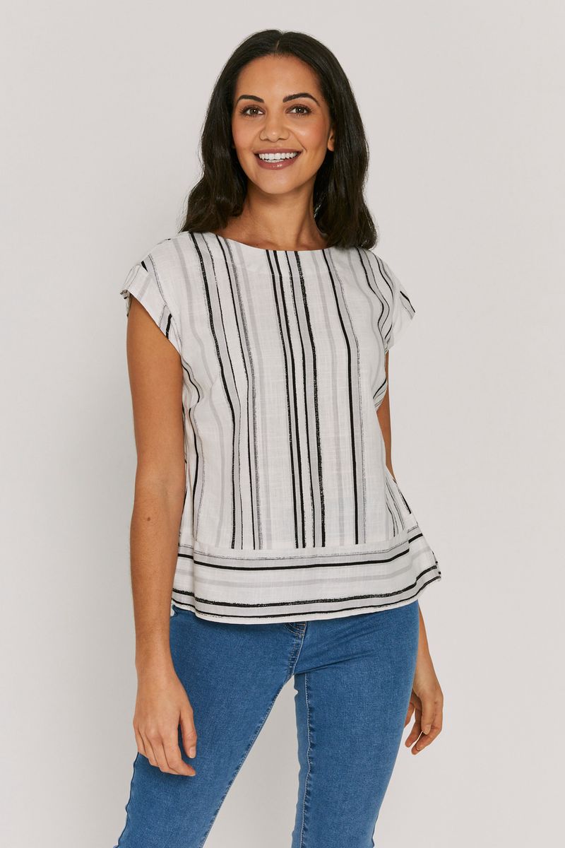Stripe Button Back Top
