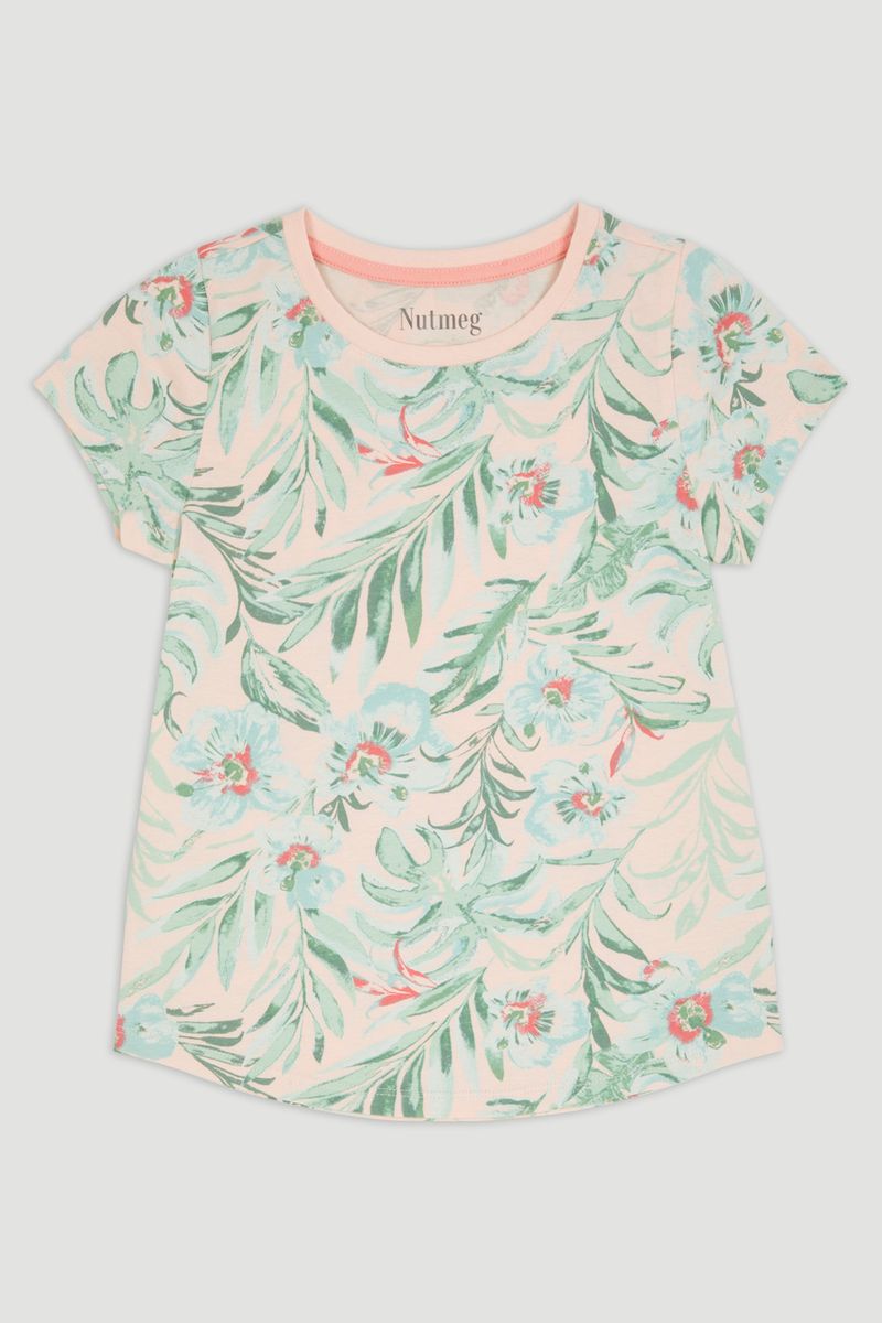 Pink Leaf Print T-Shirt