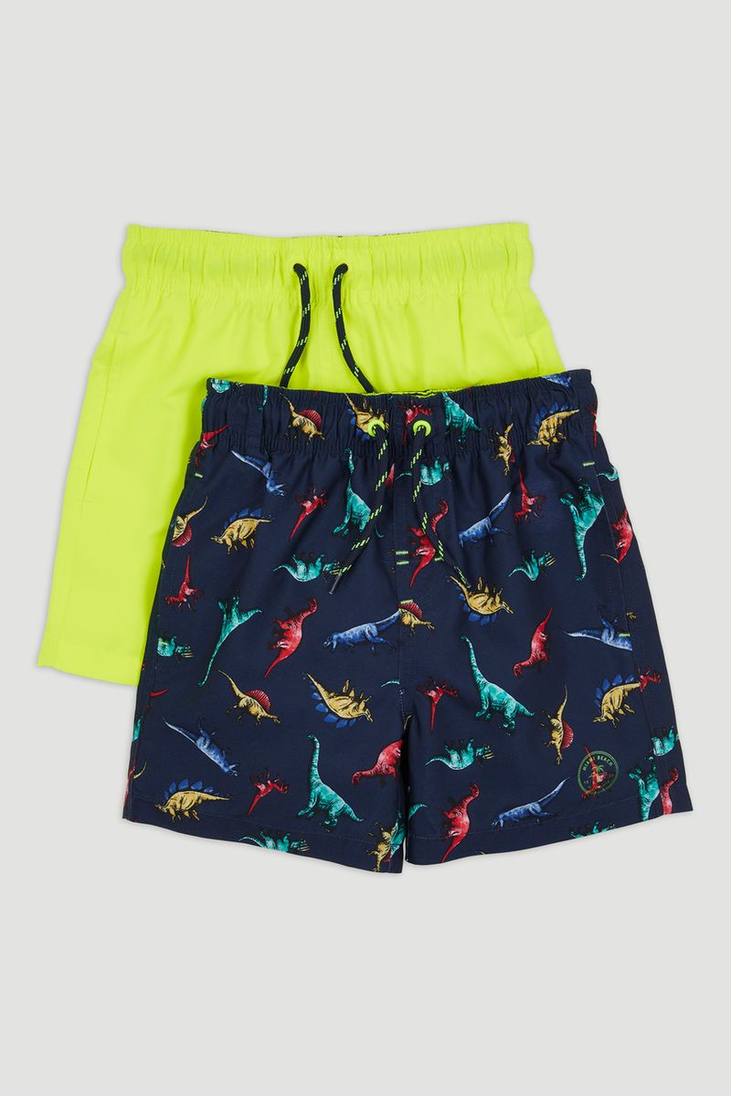 2 Pack Neon Dinosaur Swim Shorts