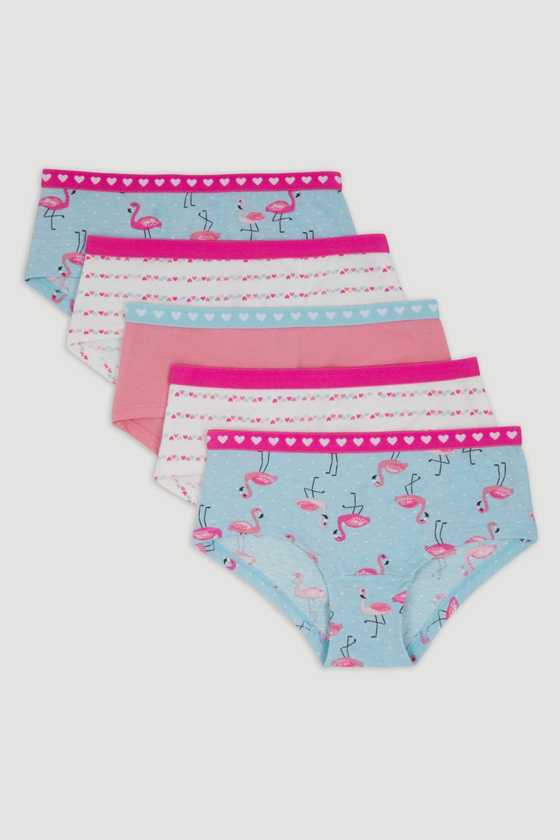 5 Pack Flamingo Print Boyshorts