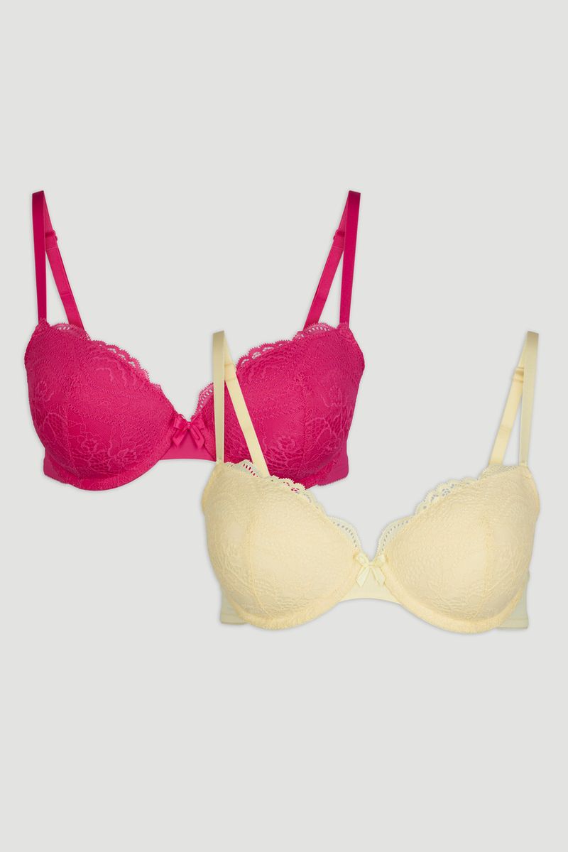 2 Pack Lemon & Pink T-Shirt Bras