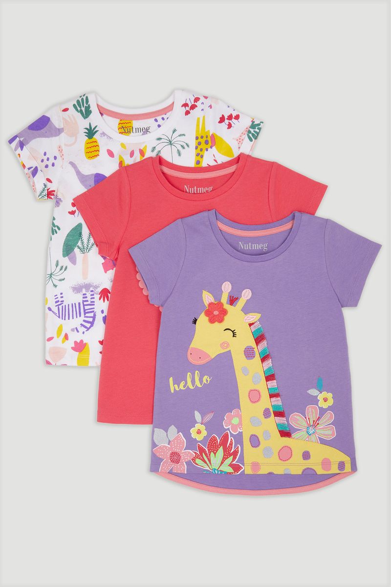 3 Pack Purple Giraffe T-Shirts