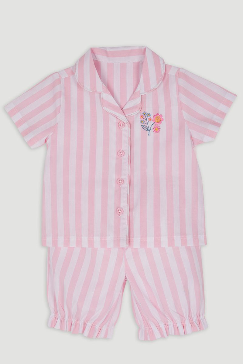 Pink Stripe Cropped Leg Pyjamas