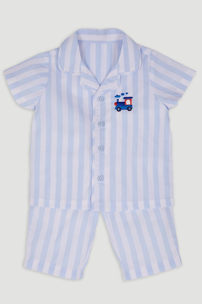 Blue Stripe Cropped Leg Pyjamas