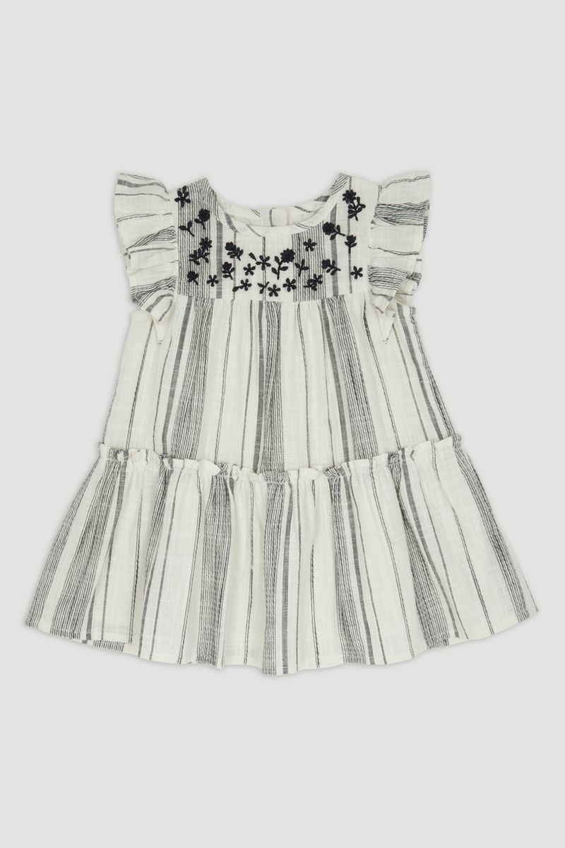Embroidered Stripe Dress