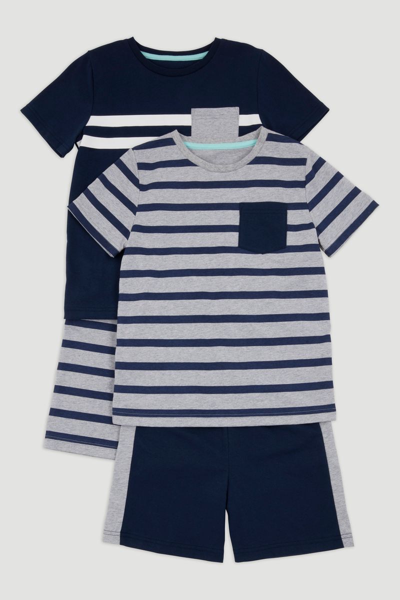 2 Pack Navy & Grey Pyjamas