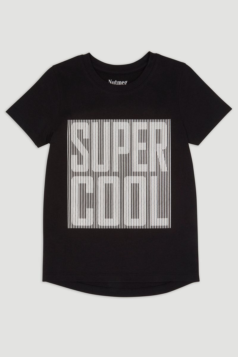 Textured Slogan Super Cool T-shirt