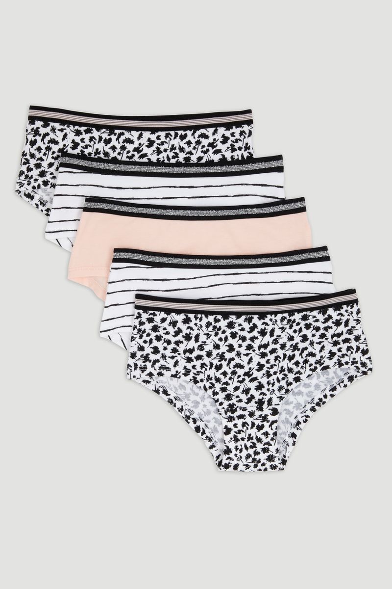 5 Pack Mono Boy Shorts